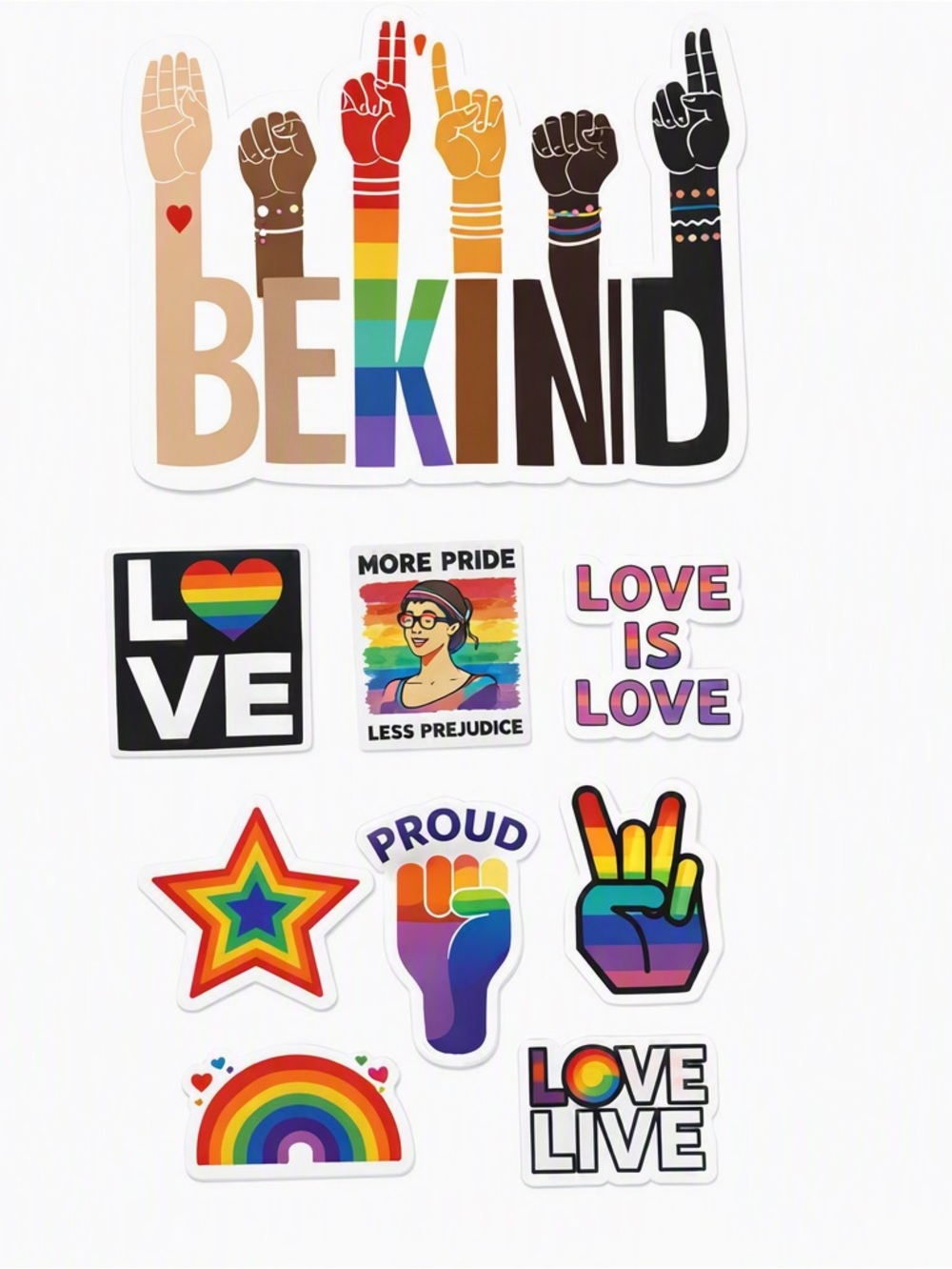 Be Kind Sticker Set Rainbow Pride Bundle New